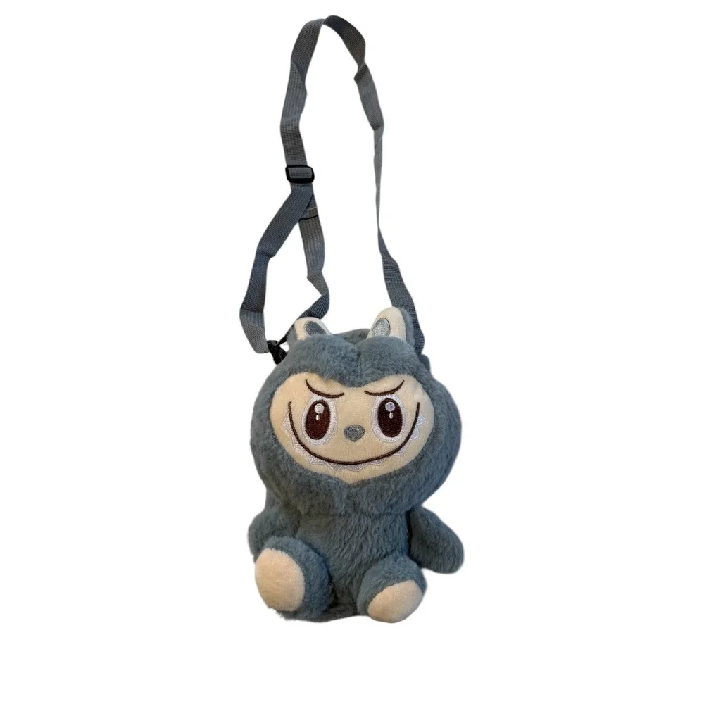NWOT‎  Labubu Gray plush full body crossbody bag adjustable straps